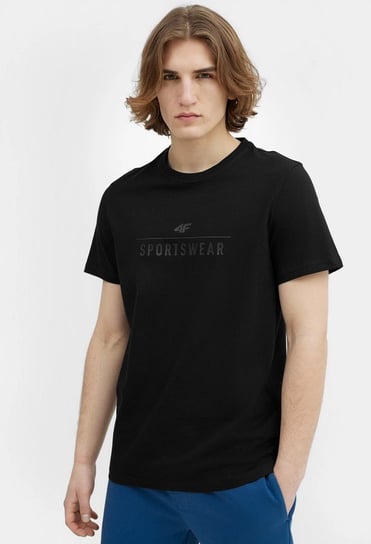 4F, T-shirt z nadrukiem męski, 4FSS23TTSHM539-20S, czarny, rozmiar XL 4F