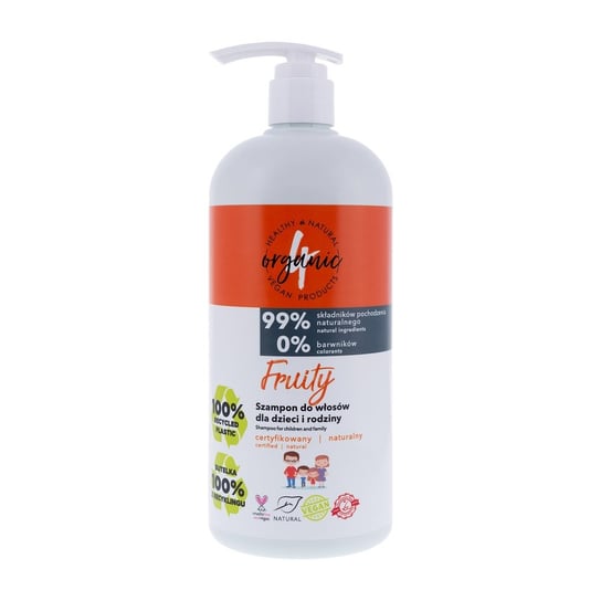 4organic, Fruity naturalny szampon do włosów dla dzieci i rodziny 1000ml 4Organic