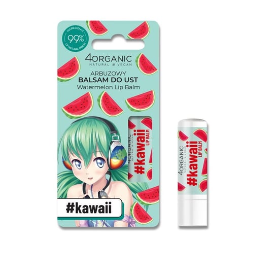 4organic,#Kawaii naturalny balsam do ust Watermelon 5g 4Organic