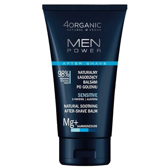 4organic, Men Power, Naturalny łagodzący balsam po goleniu Sensitive, 150 ml 4Organic