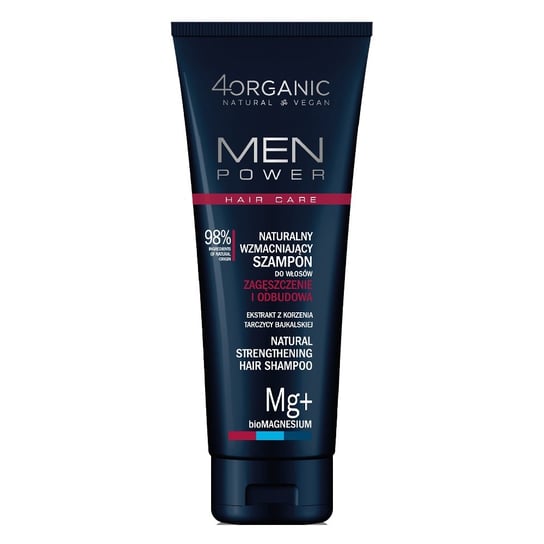 4organic, Men Power, Naturalny wzmacniający szampon do włosów Zagęszczenie i Odbudowa, 250 ml 4Organic
