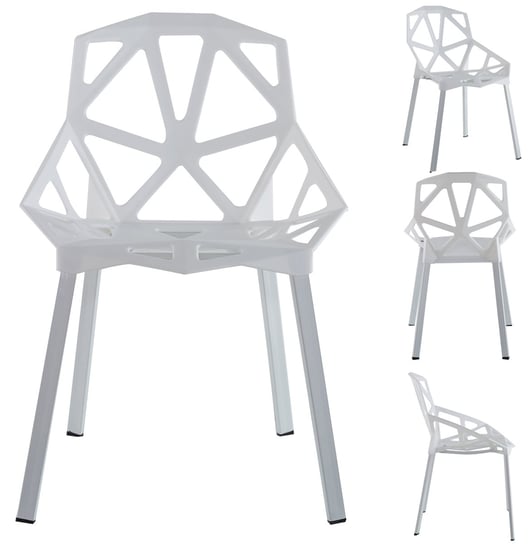 4szt x Modne nowoczesne ażurowe krzesła skandynawskie 510 - białe MebloweLove