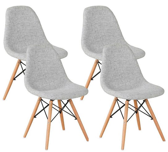 4szt x Nowoczesne krzesła tapicerowane skandynawskie materiałowe - szare MebloweLove