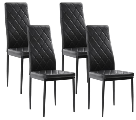 4szt x Nowoczesne skórzane krzesła pikowane - 258A - czarne MebloweLove
