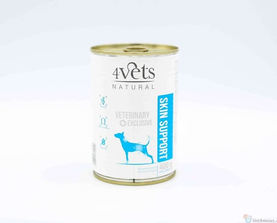 4Vets Natural Dog Skin Support 400 g -  mokra karma w puszce Dolina Noteci