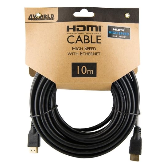 4World Kabel HDMI - HDMI, High Speed z Ethernet (v1.4), 3D, HQ, BLK, 10m 4world