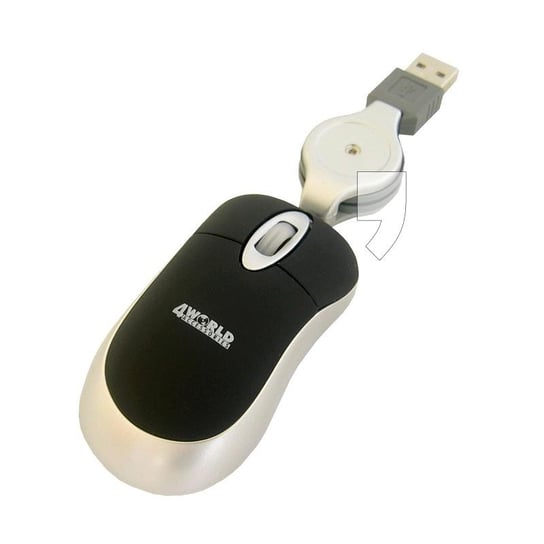 4World Mini Mysz optyczna USB do laptopa ze zwijarką 4world