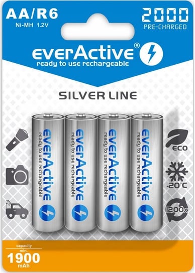 4x AKUMULATORKI BATERIE DO ŁADOWANIA EVERACTIVE R6 AA 2000mAh READY TO USE Inny producent