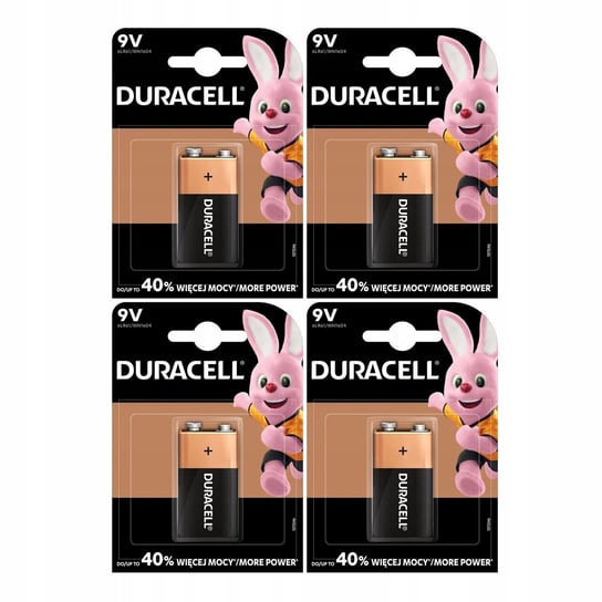 4X Bateria Alkaiczna Duracell 9V 6Lr61 6F22 Mn1604 Duralock 600 Mah Duracell