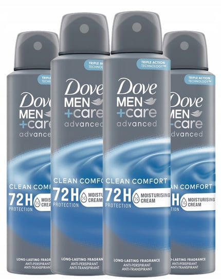 4x Dove Men+Care Antyperspirant w Sprayu 150ml Advanced Care Clean Comfort Dove