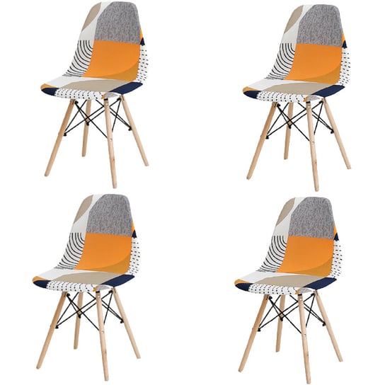 4X Elastyczny Pokrowiec Na Krzesło Skandynawskie Zestaw Pomarańczowy Domidekor