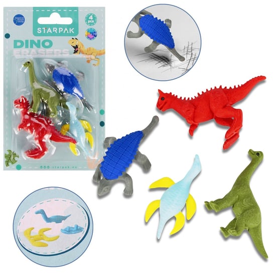 4x Gumka do mazania, dinozaury 3D Starpak