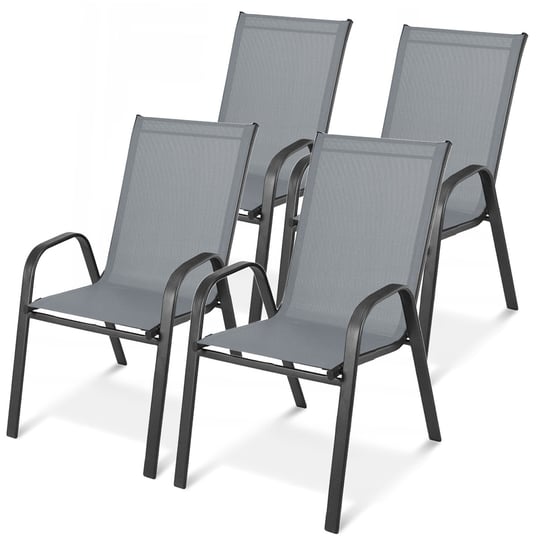 4x krzesło ogrodowe metalowe ciemny szary komplet Zolta