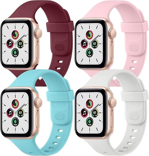 4x PASEK DO ZEGARKA APPLE WATCH 1/2/3/4/5/6/7/8/9/SE 38/40/41 SILIKONOWY Inna marka