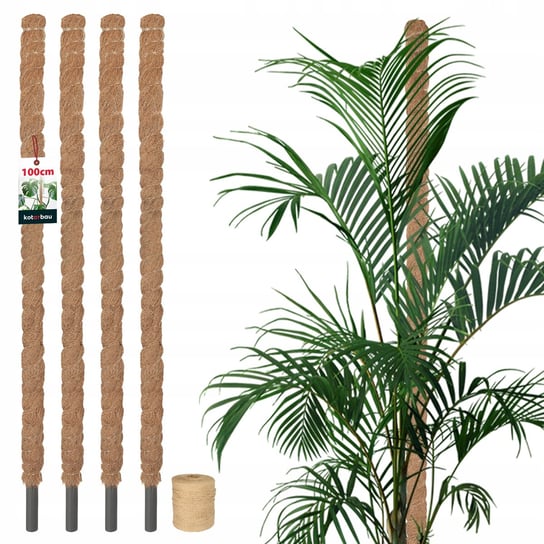4X PODPORA DO ROŚLIN 100 CM TYCZKA PAŁKA WŁÓKNO KOKOSOWE 2,5 PALIK SZNUREK Kotarbau