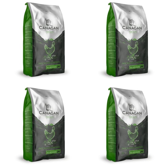 4x SUCHA KARMA DLA KOTA bezzbożowa bez cukru wysokobiałkowa Canagan Free Range kurczak 1,5 kg Canagan