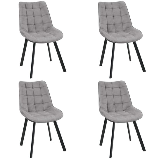 4x Welurowe krzesło glamour tapicerowane pikowane SJ.22 Szare FABRYKA MEBLI AKORD