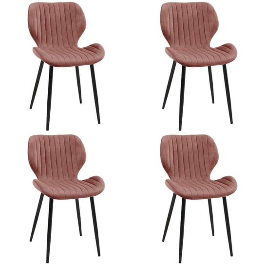 4x Welurowe krzesło tapicerowane pikowane glamour SJ.17 Różowe FABRYKA MEBLI AKORD