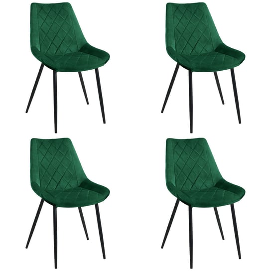 4x Welurowe krzesło tapicerowane pikowane SJ.0488 Butelkowa Zieleń FABRYKA MEBLI AKORD