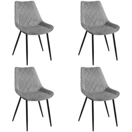 4x Welurowe krzesło tapicerowane pikowane SJ.0488 Szare FABRYKA MEBLI AKORD