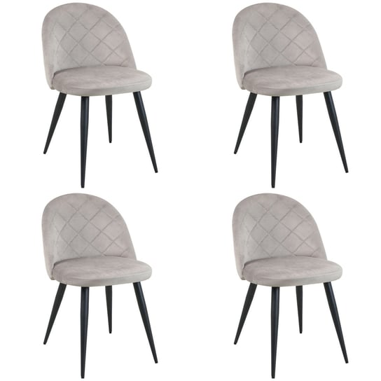 4x Welurowe krzesło tapicerowane pikowane SJ.077 Beżowe FABRYKA MEBLI AKORD
