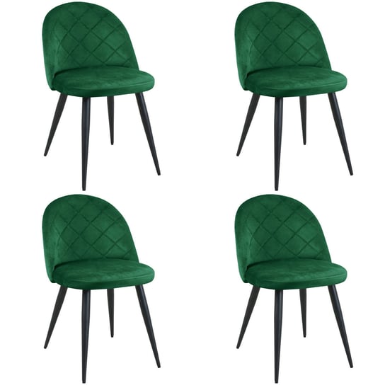 4x Welurowe krzesło tapicerowane pikowane SJ.077 Butelkowa Zieleń FABRYKA MEBLI AKORD