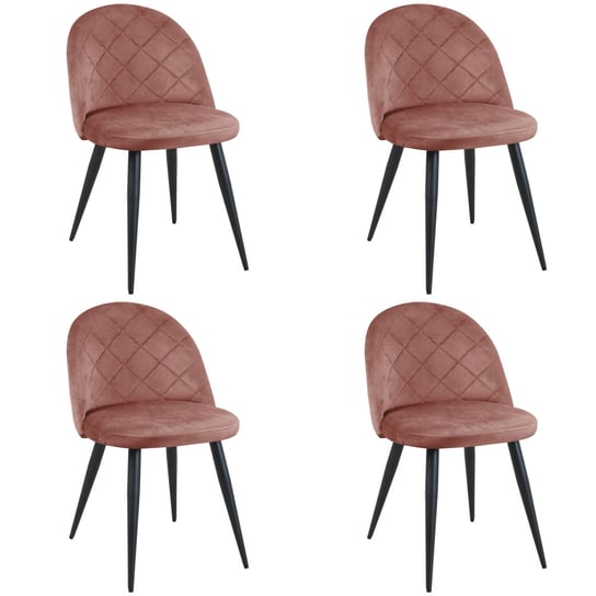 4x Welurowe krzesło tapicerowane pikowane SJ.077 Różowe FABRYKA MEBLI AKORD