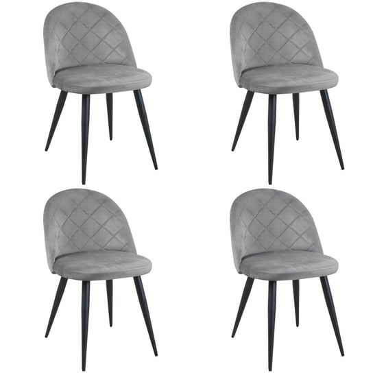 4x Welurowe krzesło tapicerowane pikowane SJ.077 Szare FABRYKA MEBLI AKORD
