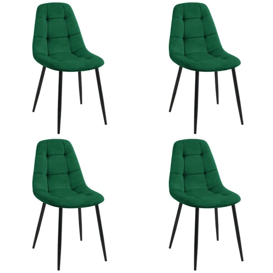 4x Welurowe krzesło tapicerowane pikowane SJ.1 Butelkowa Zieleń FABRYKA MEBLI AKORD