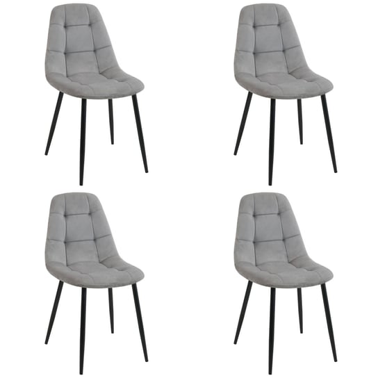 4x Welurowe krzesło tapicerowane pikowane SJ.1 Szare FABRYKA MEBLI AKORD