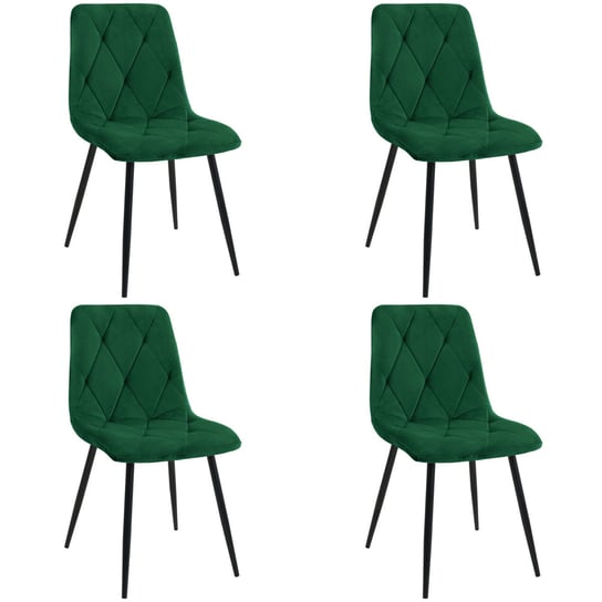 4x Welurowe krzesło tapicerowane pikowane SJ.3 Butelkowa Zieleń FABRYKA MEBLI AKORD