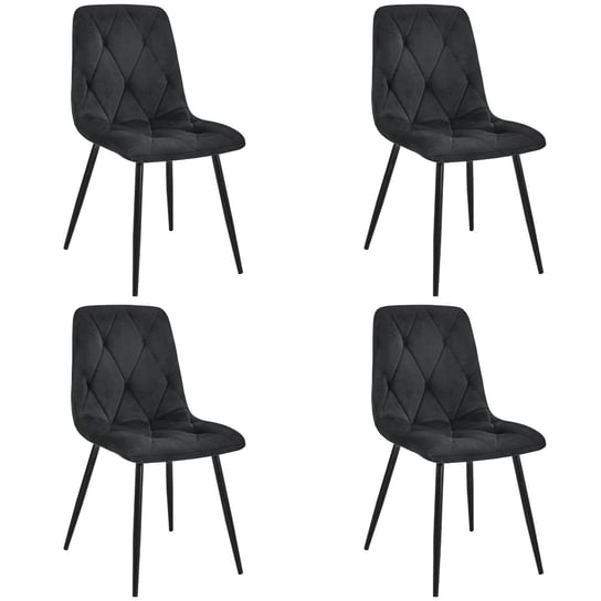 4x Welurowe krzesło tapicerowane pikowane SJ.3 Czarny FABRYKA MEBLI AKORD