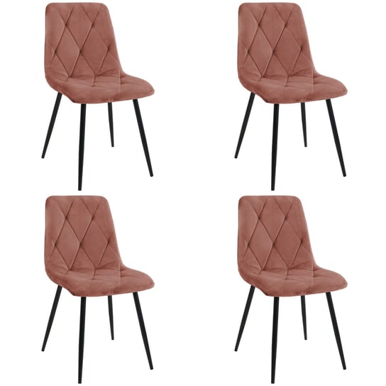 4x Welurowe krzesło tapicerowane pikowane SJ.3 Różowe FABRYKA MEBLI AKORD