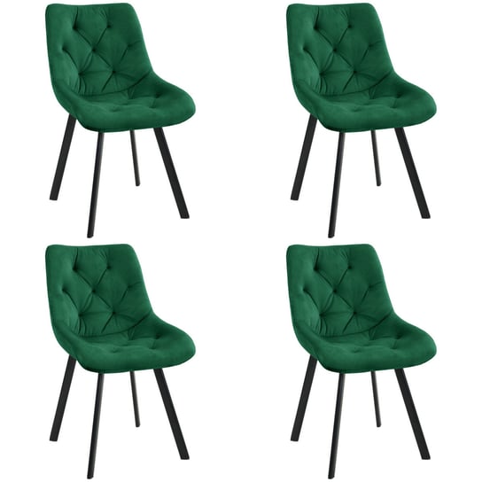 4x Welurowe krzesło tapicerowane pikowane SJ.33 Butelkowa Zieleń FABRYKA MEBLI AKORD