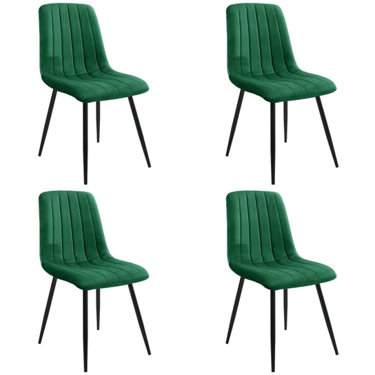 4x Welurowe krzesło tapicerowane pikowane SJ.9 Butelkowa Zieleń FABRYKA MEBLI AKORD