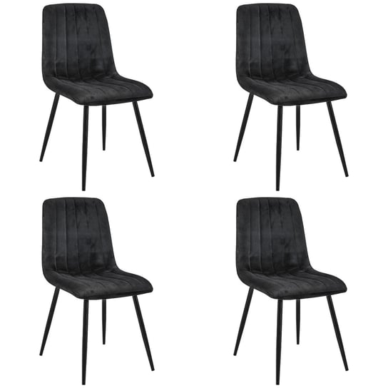 4x Welurowe krzesło tapicerowane pikowane SJ.9 Czarne FABRYKA MEBLI AKORD