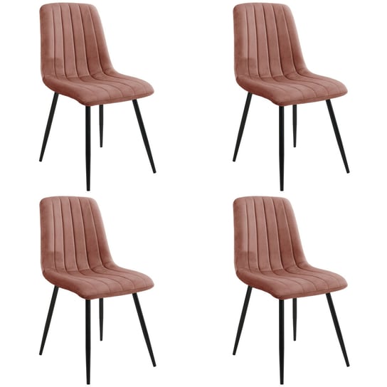 4x Welurowe krzesło tapicerowane pikowane SJ.9 Różowe FABRYKA MEBLI AKORD