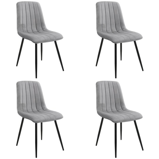 4x Welurowe krzesło tapicerowane pikowane SJ.9 Szare FABRYKA MEBLI AKORD