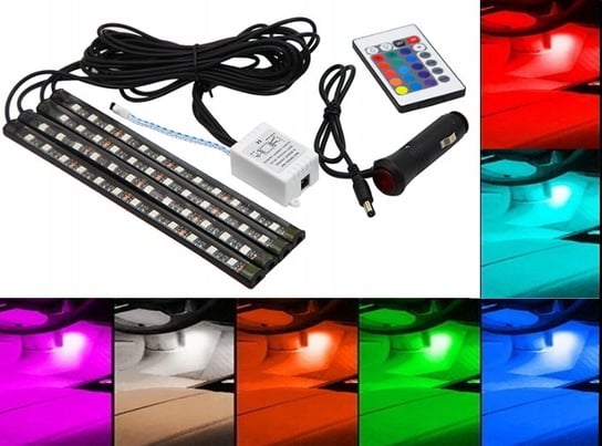 4x12SMD OŚWIETLENIE WNĘTRZA KABINY AUTA POJAZDU LED RGB DŁUGIE 48xSMD SENSO