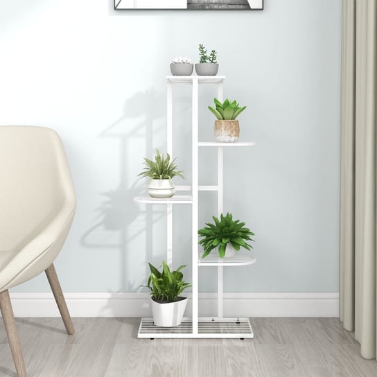 5-poziomowy stojak na kwiaty, 43x22x98 cm, biały, metalowy vidaXL