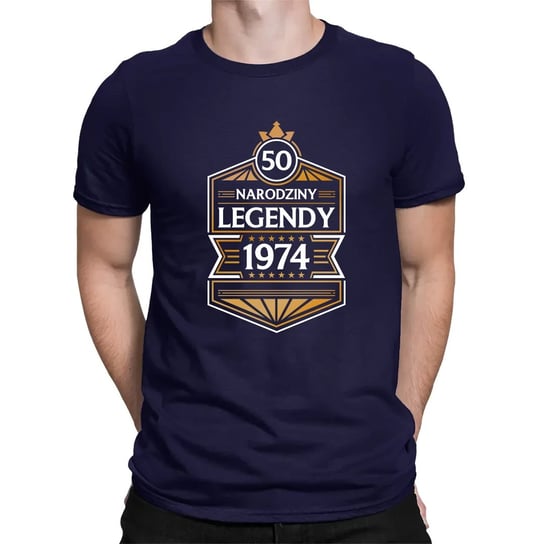 50 lat - Narodziny Legendy 1974 - męska koszulka na prezent Granatowa Koszulkowy