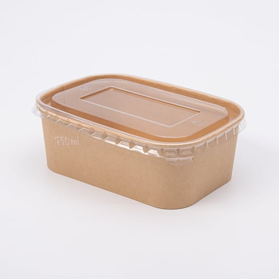 50 szt Pojemniki prostokątne kraft , 750ml, z pokrywką, na wynos, opakowania obiadowe Ecopicnic