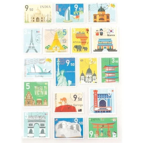 51 naklejek w kształcie znaczków - kraj 3 cm Inna marka