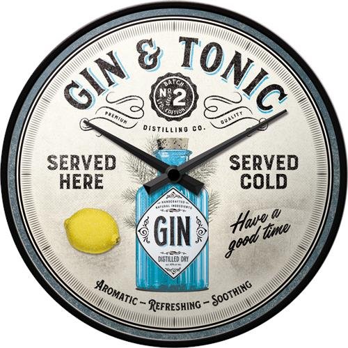 51099 Zegar ścienny Gin & Tonic Served Nostalgic-Art Merchandising