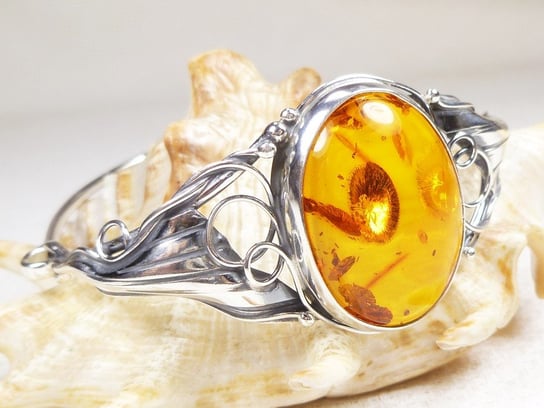 525-23 Bransoleta Srebro z Bursztynem -HAND MADE- AMBERGRAND