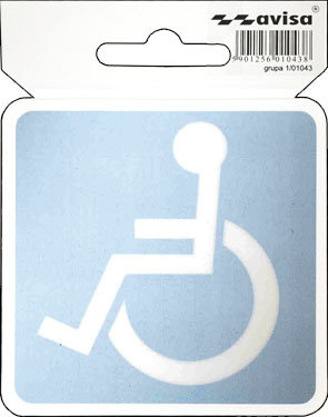 5x PODLEPKA SAMOCHODOWA DO ŚRODKA WEWNĄTRZ NAKLEJKA NA SZYBĘ Niepełnosprawny Inwalida niebieski 7 x 7cm 1/01043 Avisa