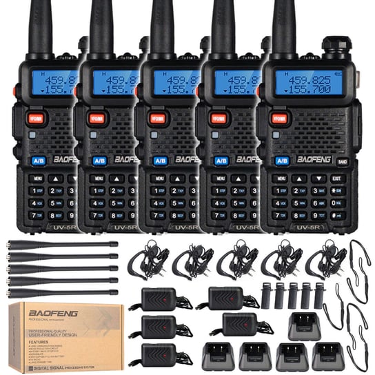 5x Radiotelefon BAOFENG UV-5R 5W Walkie Radio PMR Baofeng