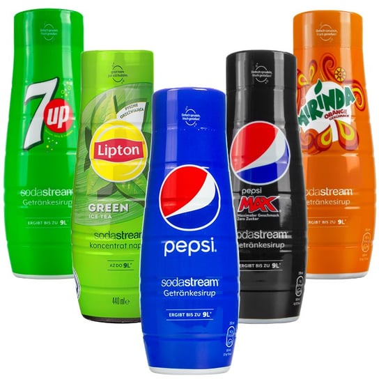 5x Syrop SodaStream Pepsi, Pepsi MAX, Mirinda, 7UP, Lipton Zielona Herbata SodaStream