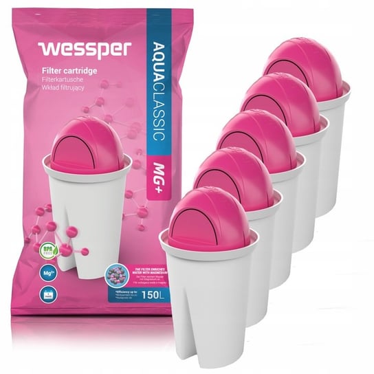 5X Wessper Aquaclassic Mg+ Zamienny Filtr/Wkład Wody Do Dzbanków: Brita, Aquaphor, Wessper, Dafi (Zamiennik) Wessper