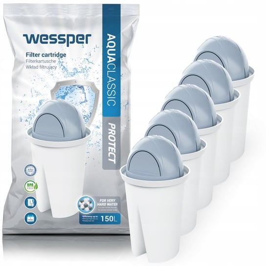 5X Wessper Aquaclassic Protect Zamienny Wkład/Filtr Do Bardzo Twardej Wody Do Dzbanków Aquaphor, Brita, Dafi, Wessper Wessper